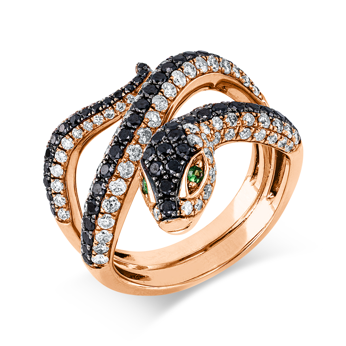 diamond full cut emerald multi-stone ring in red gold