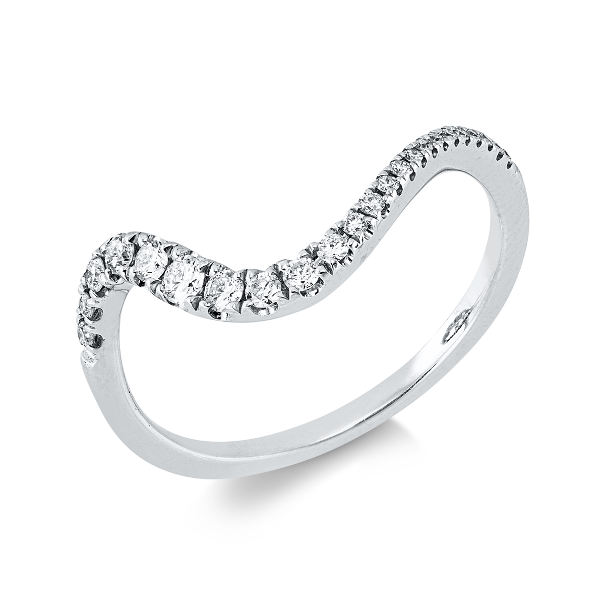 diamond full cut  modern woman ring in white gold