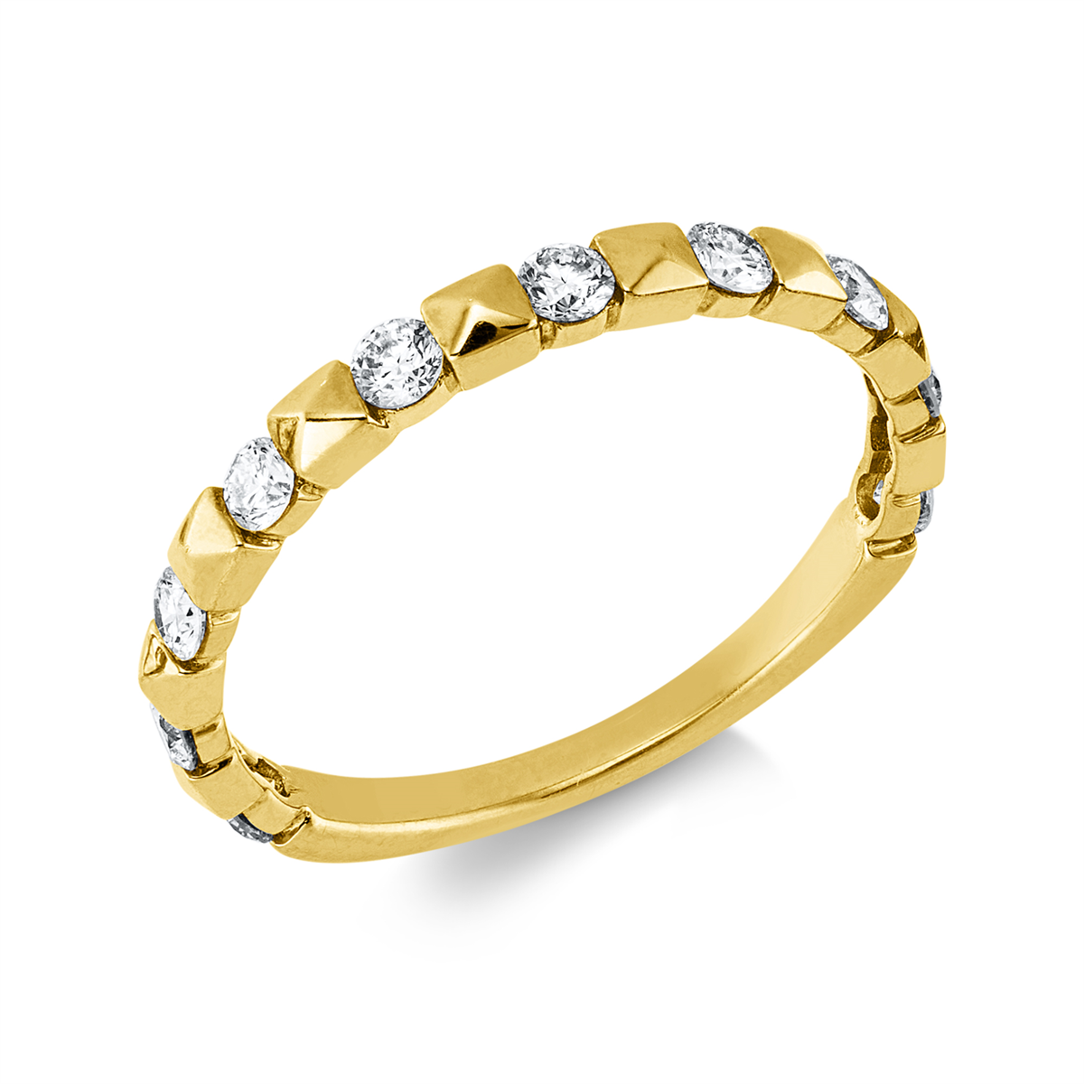 diamond full cut  modern woman ring in yellow gold