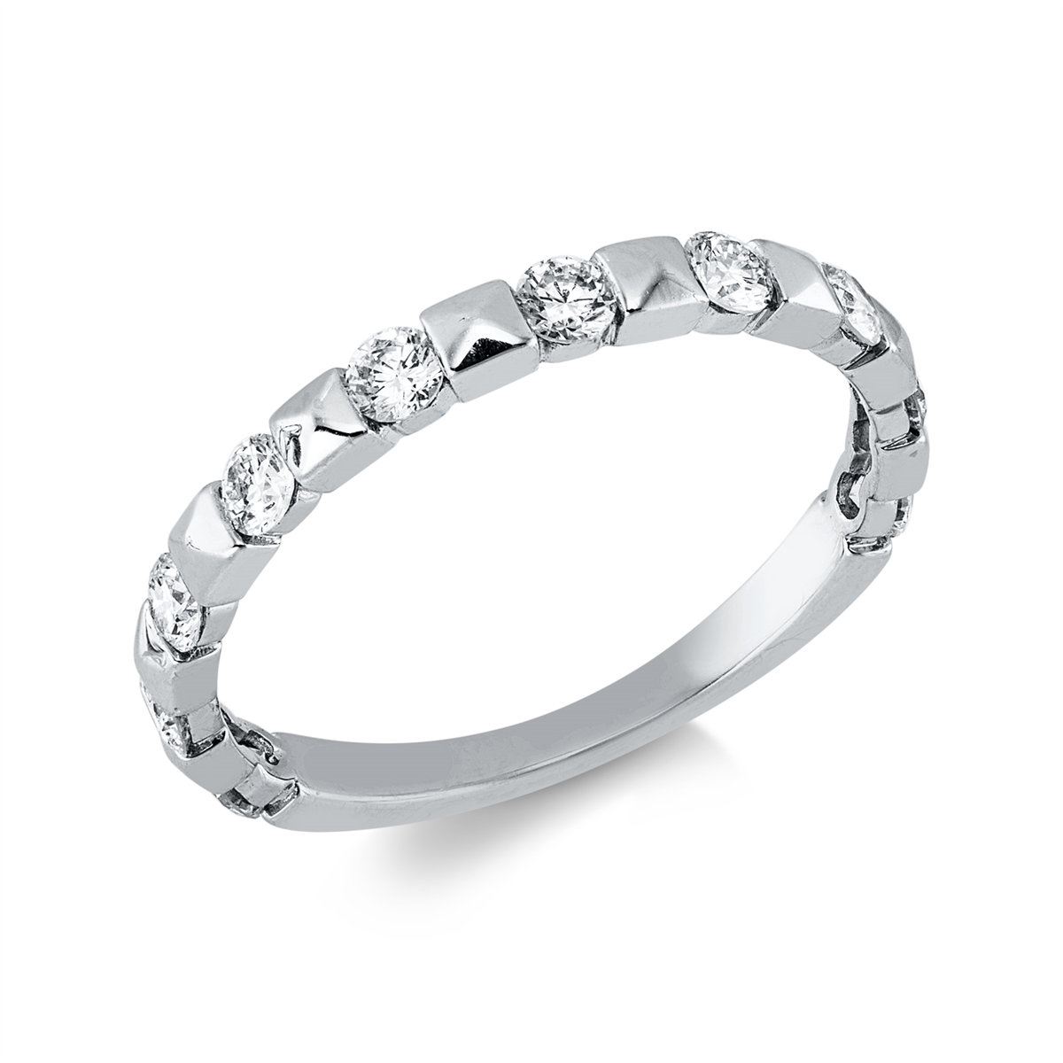 diamond full cut  modern woman ring in white gold