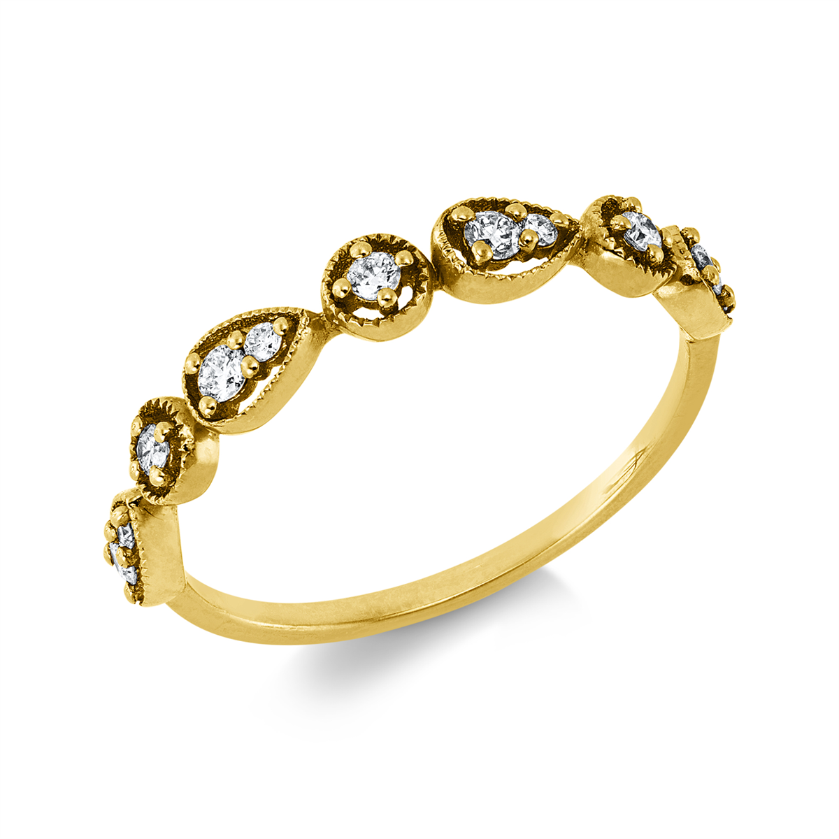 diamond full cut  modern woman ring in yellow gold