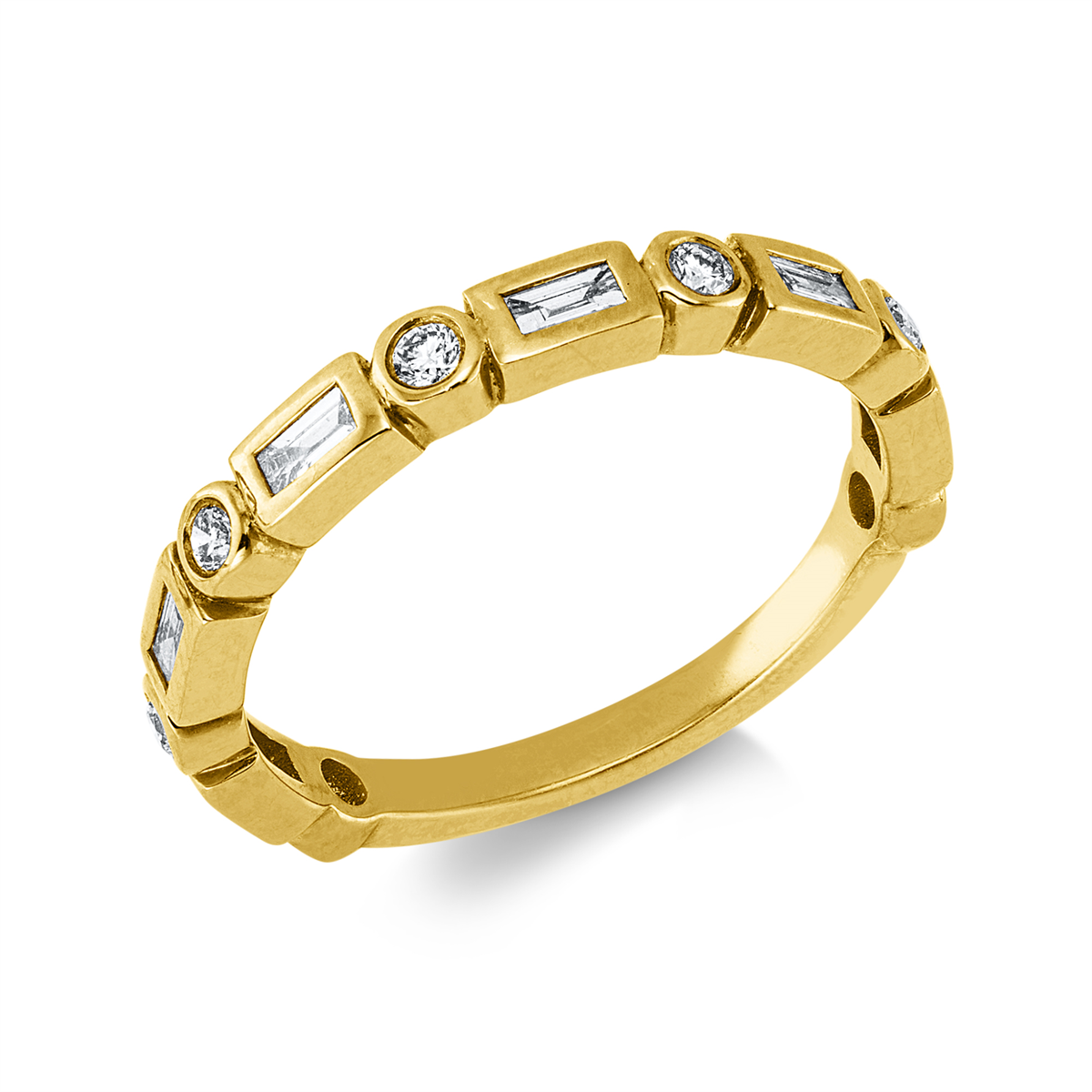 baguette  modern woman ring in yellow gold