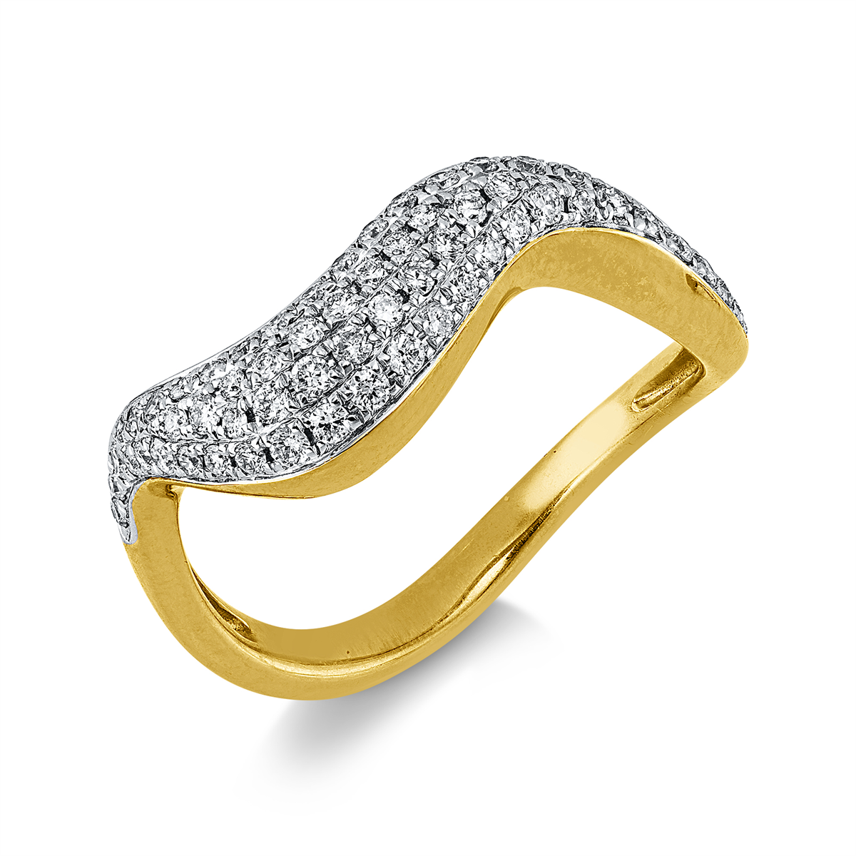 diamond full cut  pavé ring in yellow gold / white gold