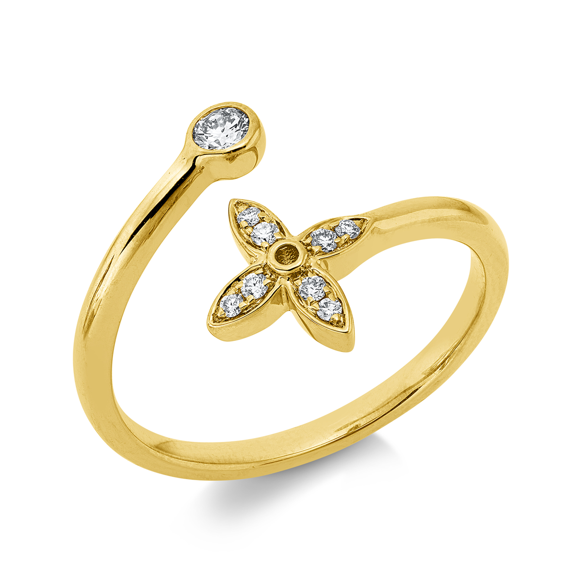 diamond full cut  modern woman ring in yellow gold