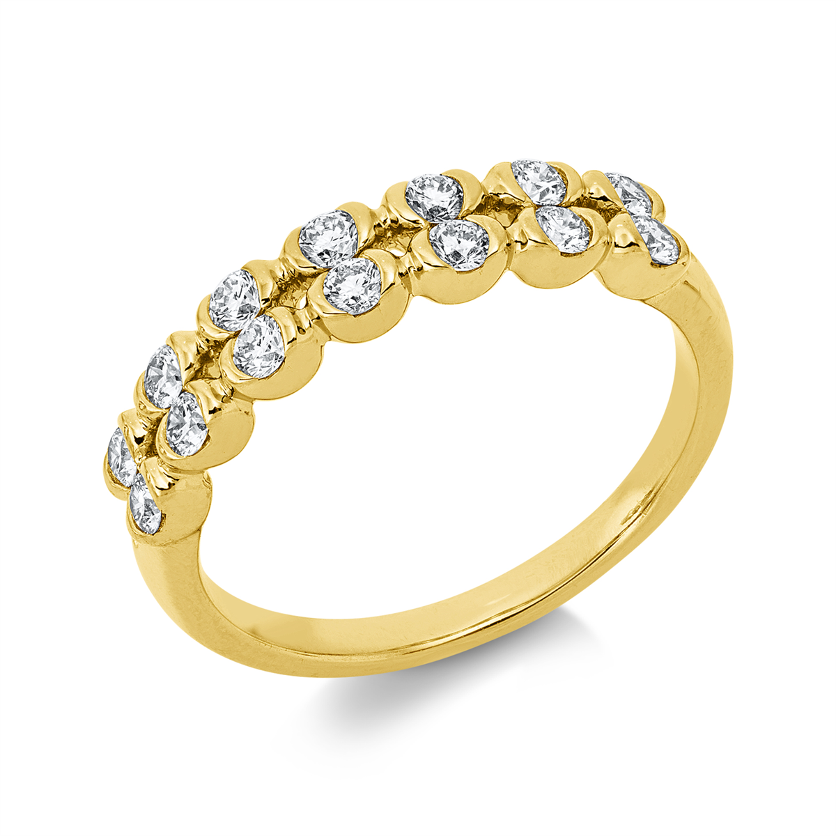 diamond full cut  modern woman ring in yellow gold