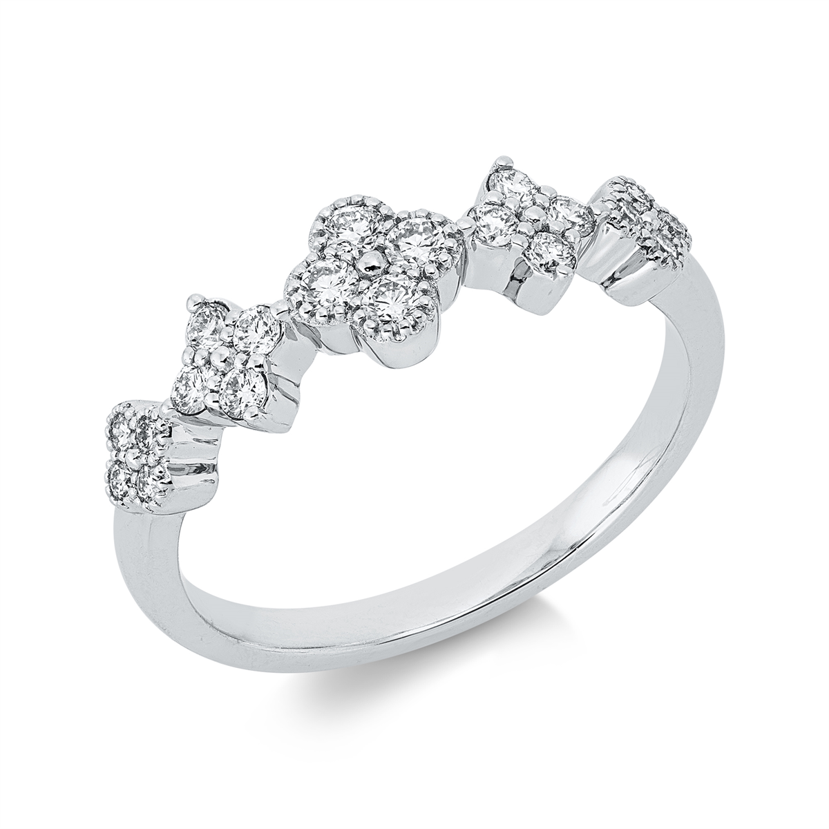 diamond full cut  modern woman ring in white gold