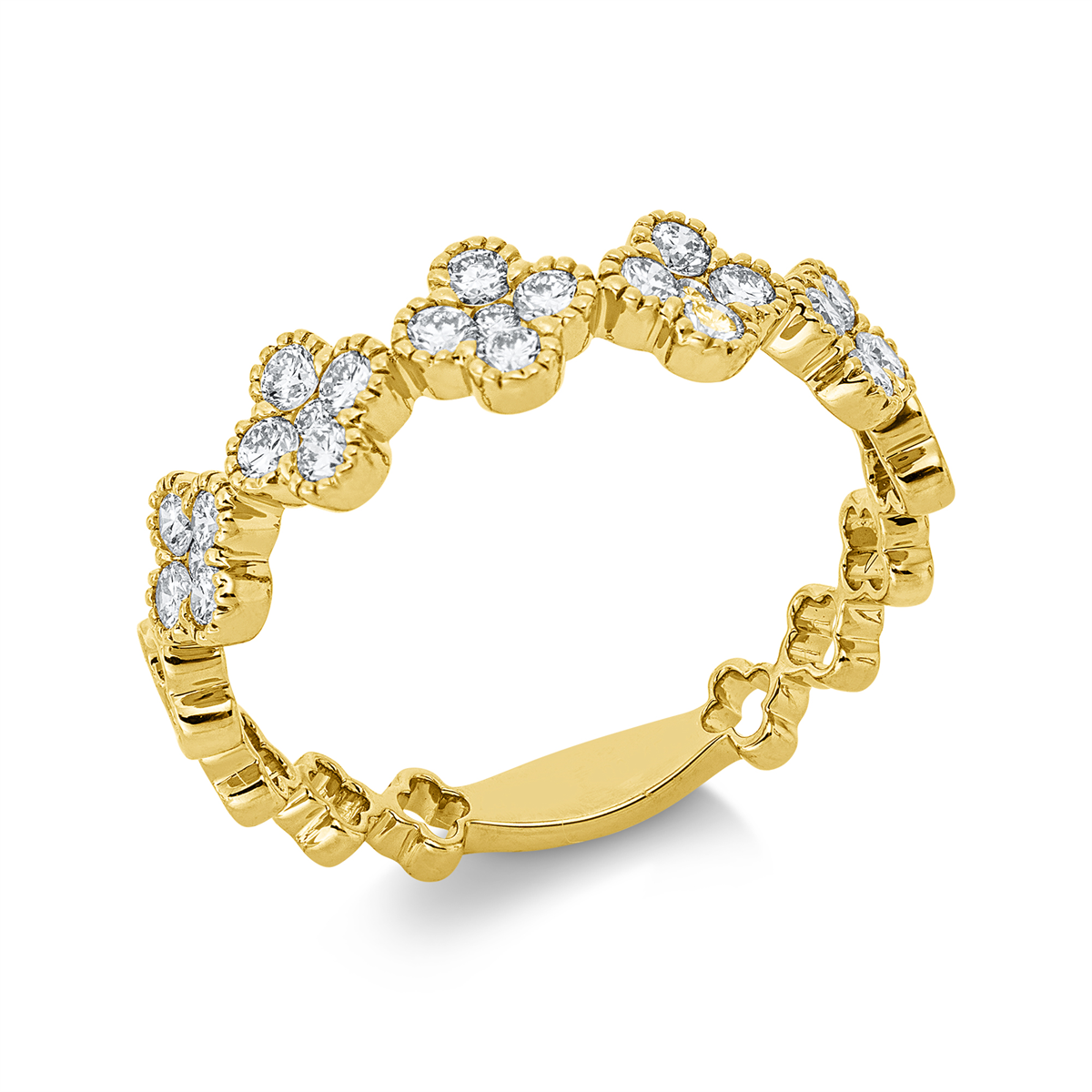 diamond full cut  modern woman ring in yellow gold