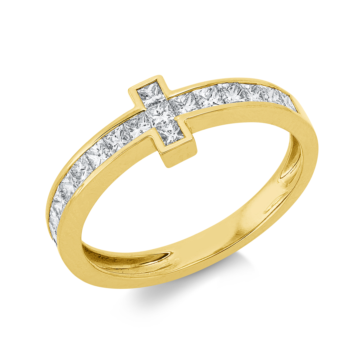 princess  modern woman ring in yellow gold