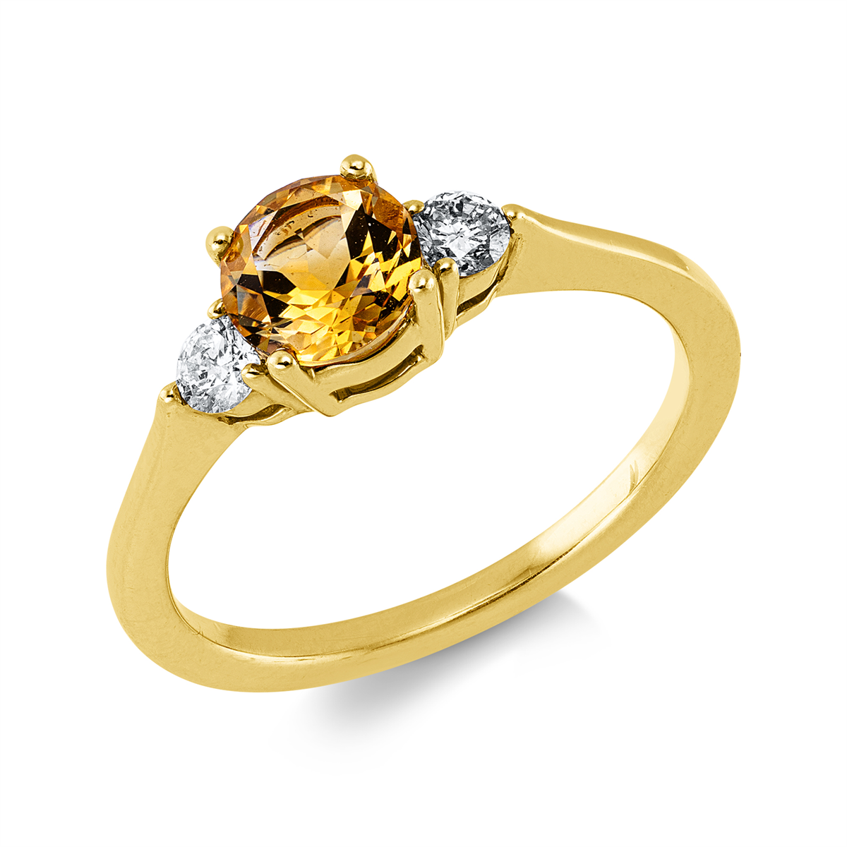 diamond full cut citrine colored stone fashion ring in yellow gold
