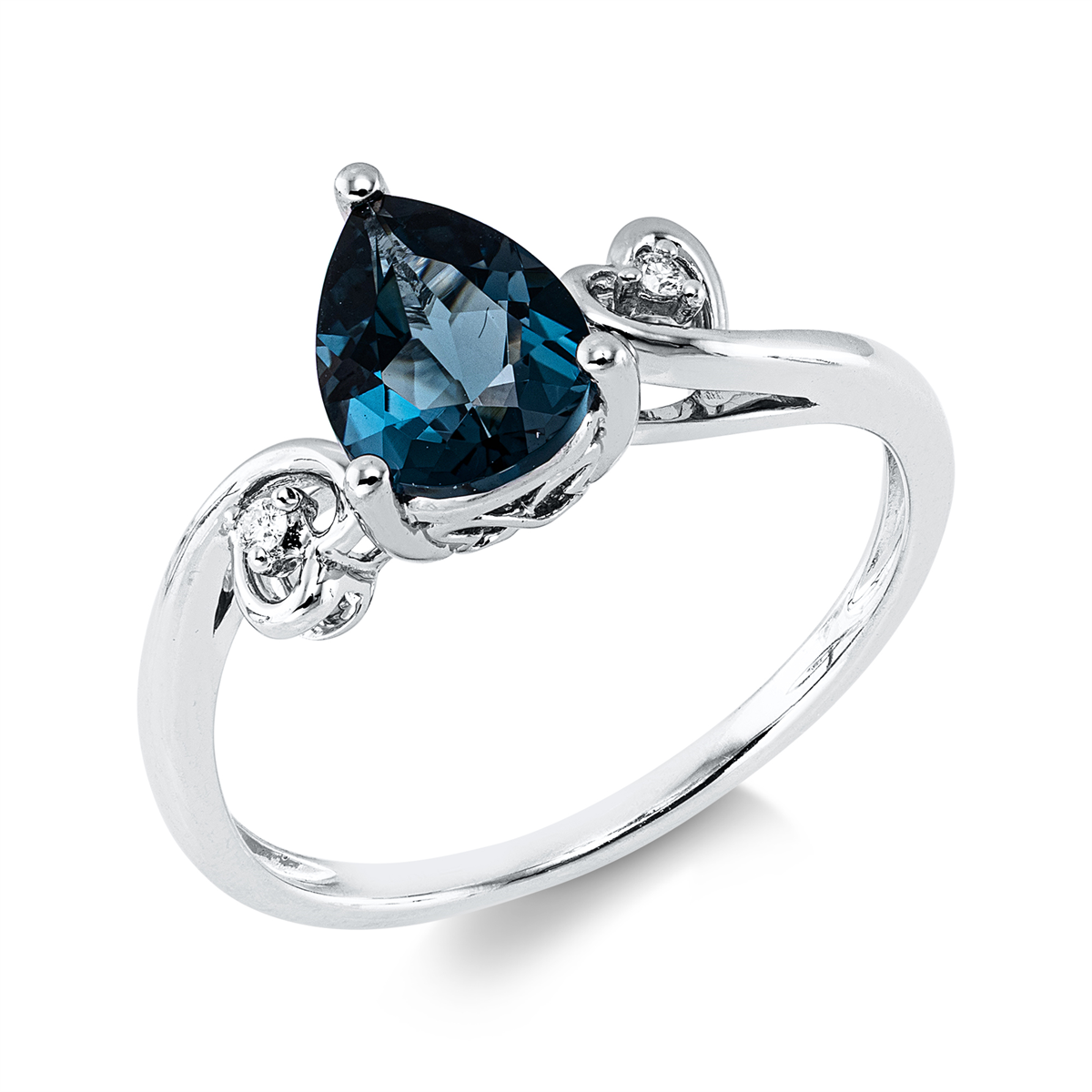 diamond full cut topaz colored stone fashion ring in white gold