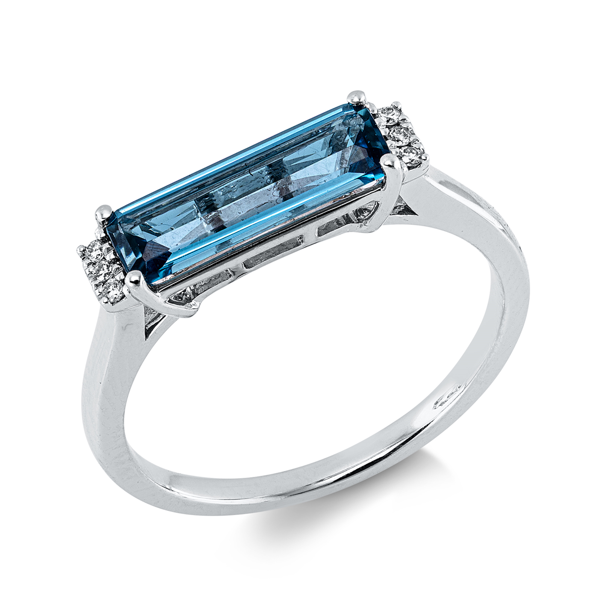diamond full cut topaz colored stone fashion ring in white gold