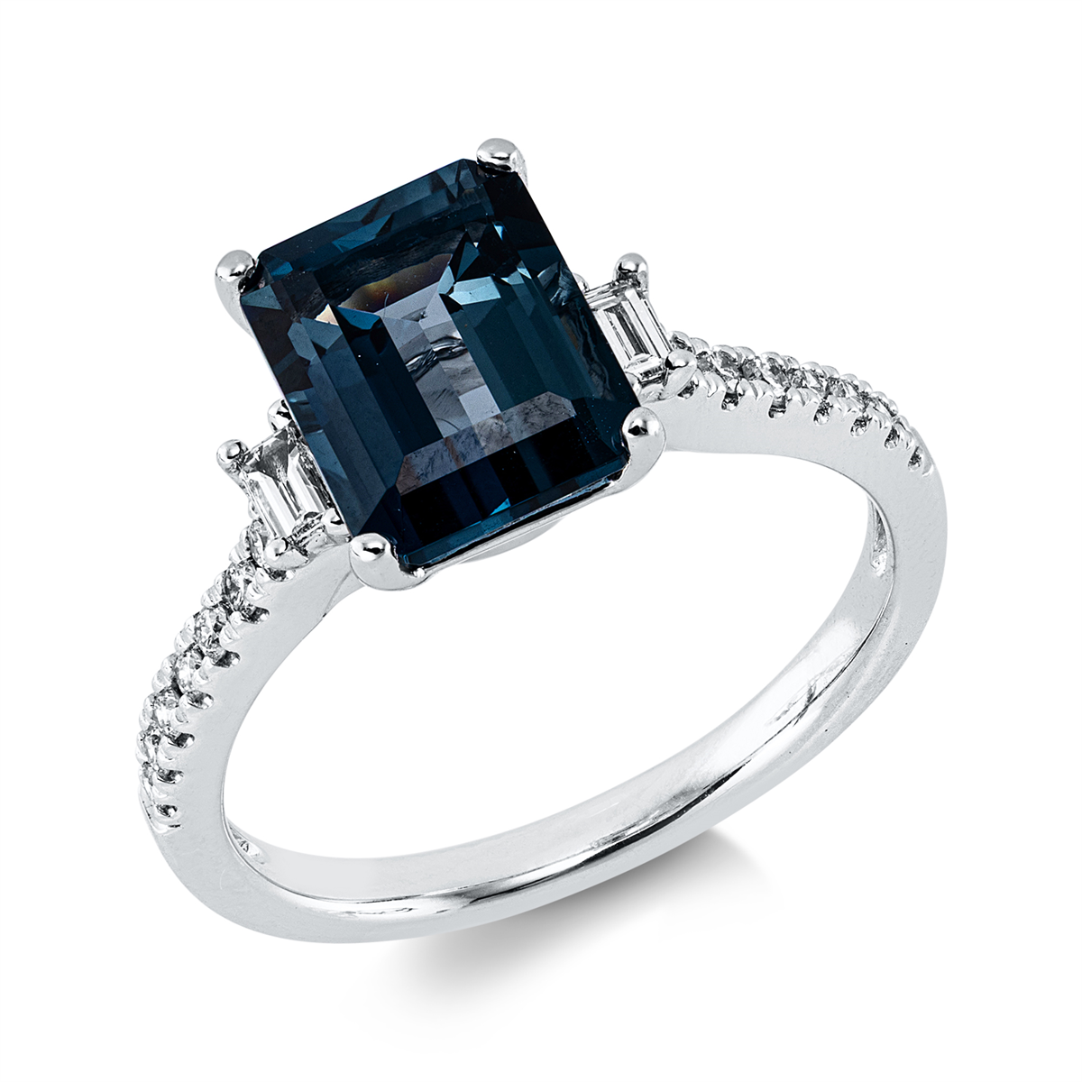 diamond full cut topaz colored stone fashion ring in white gold