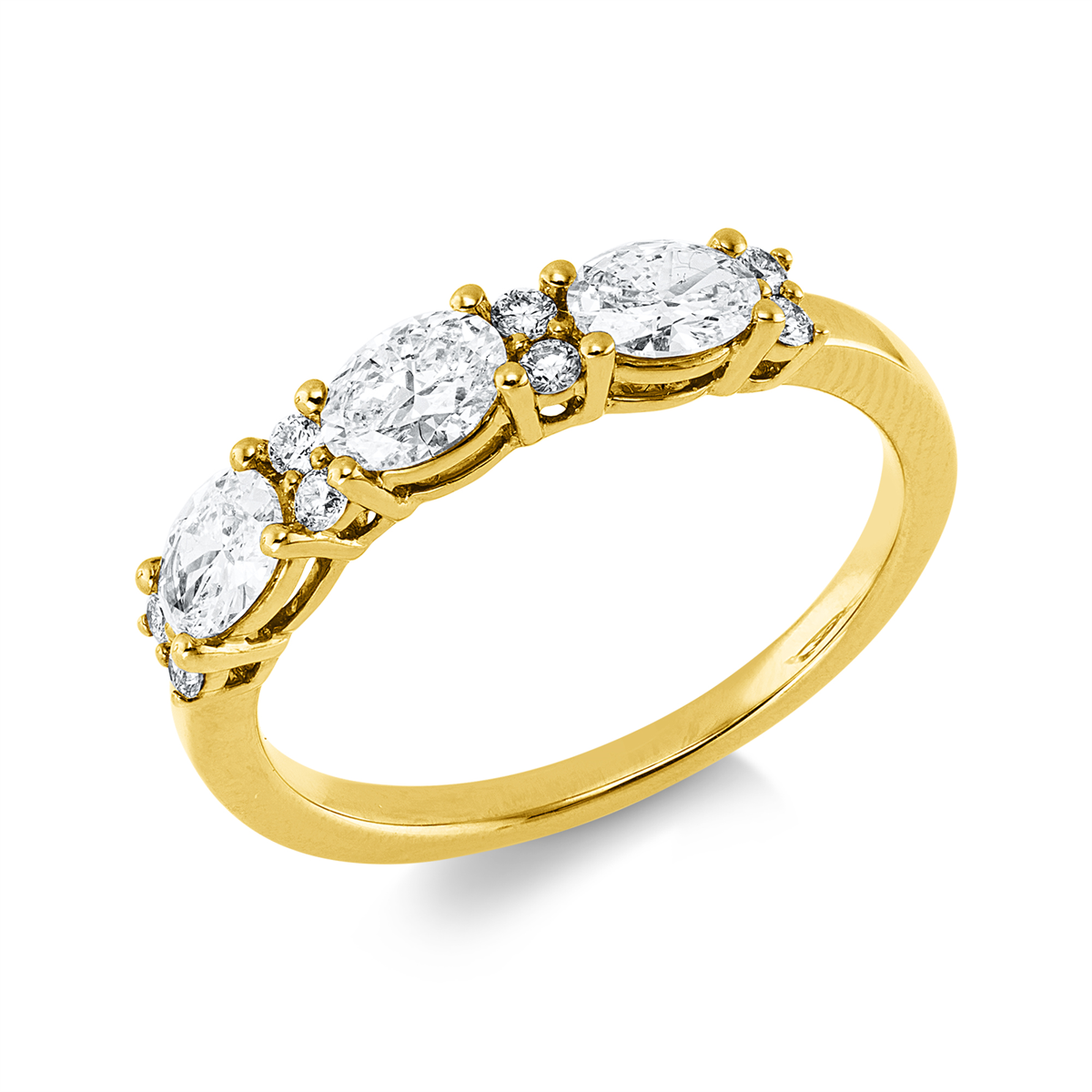 diamond full cut  modern woman ring in yellow gold