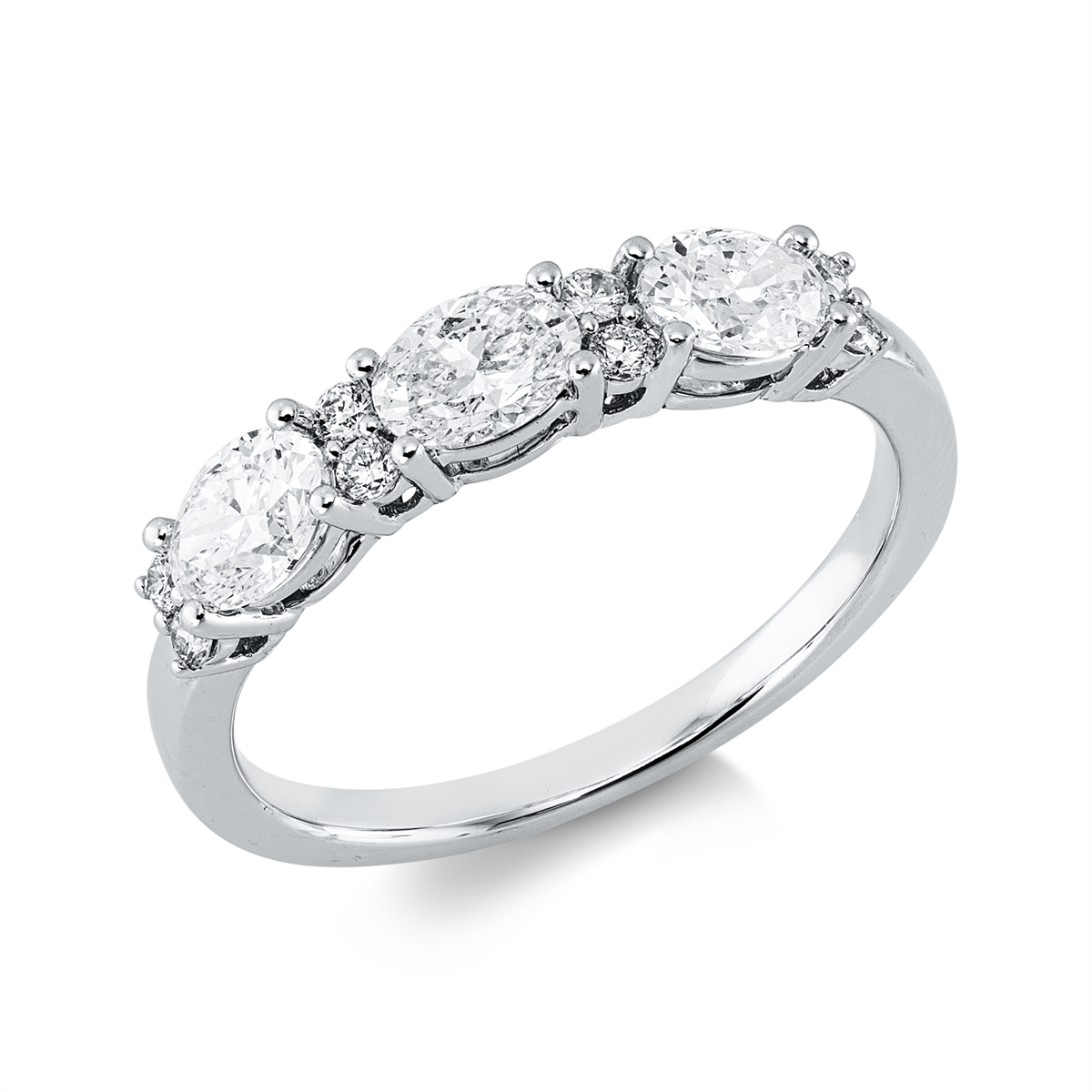 diamond full cut  modern woman ring in white gold