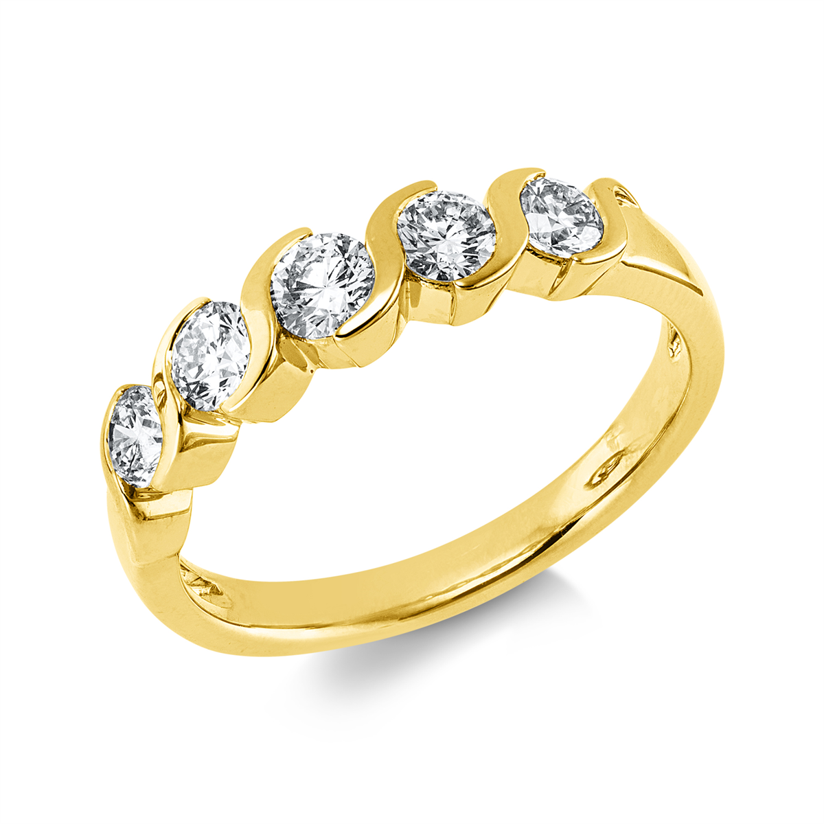 diamond full cut  modern woman ring in yellow gold