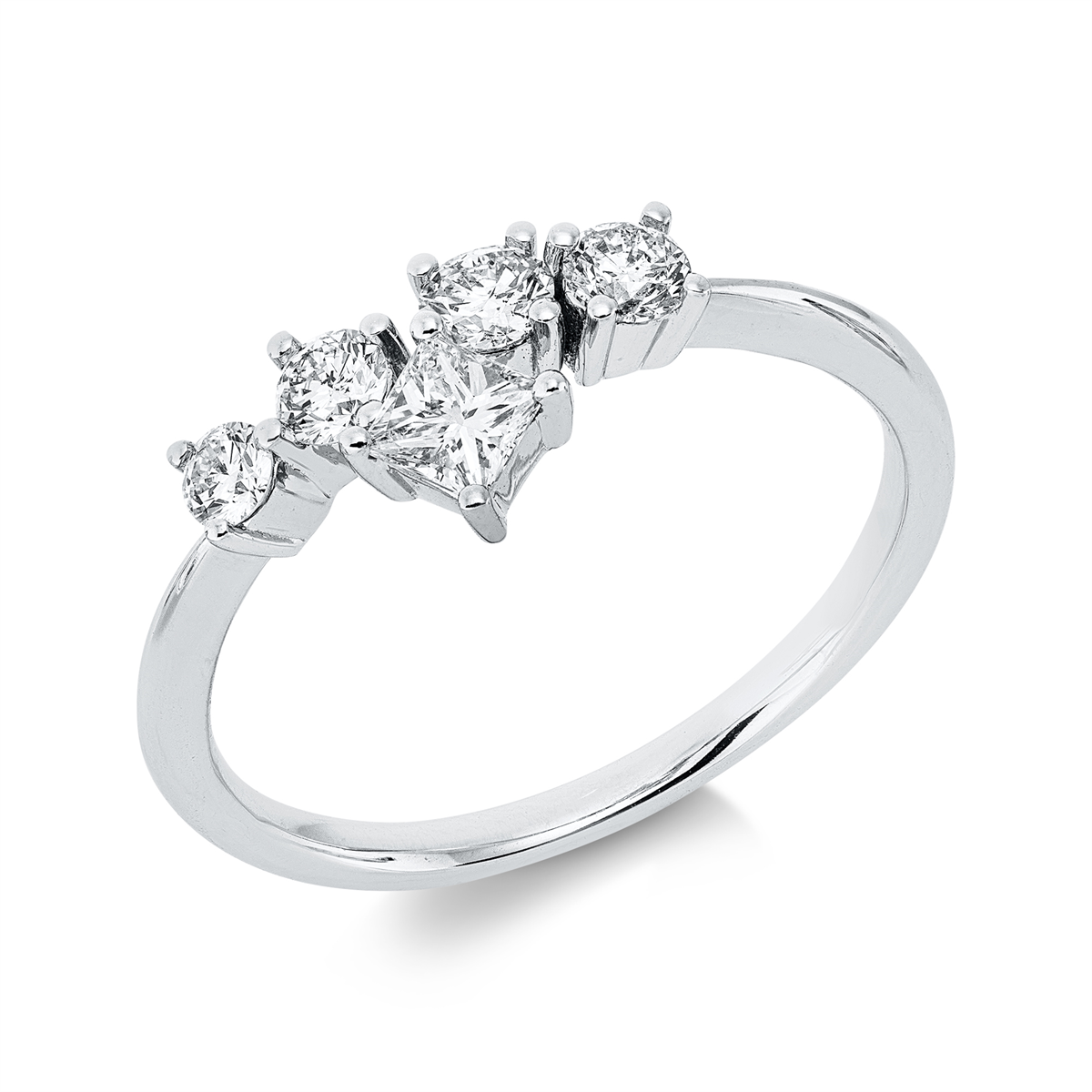 diamond full cut  modern woman ring in white gold
