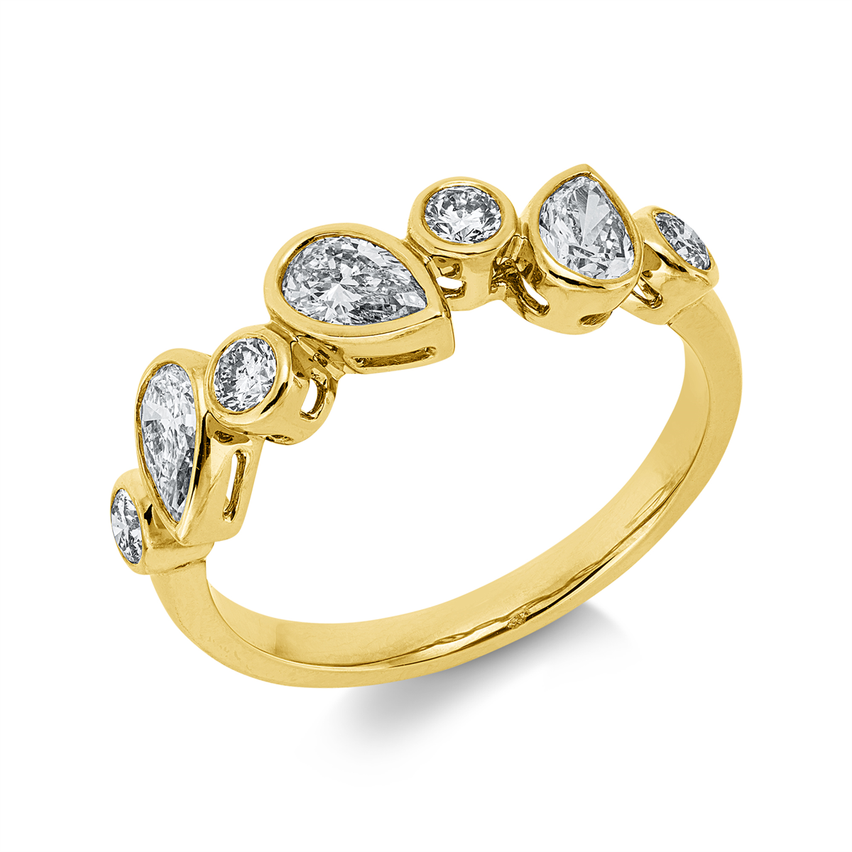 diamond full cut  modern woman ring in yellow gold