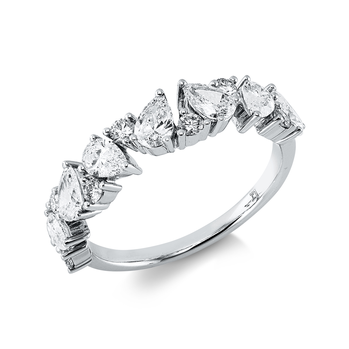 diamond full cut  modern woman ring in white gold