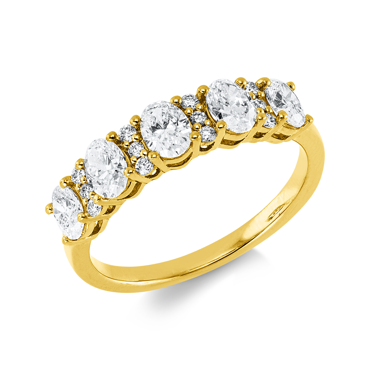 diamond full cut  modern woman ring in yellow gold