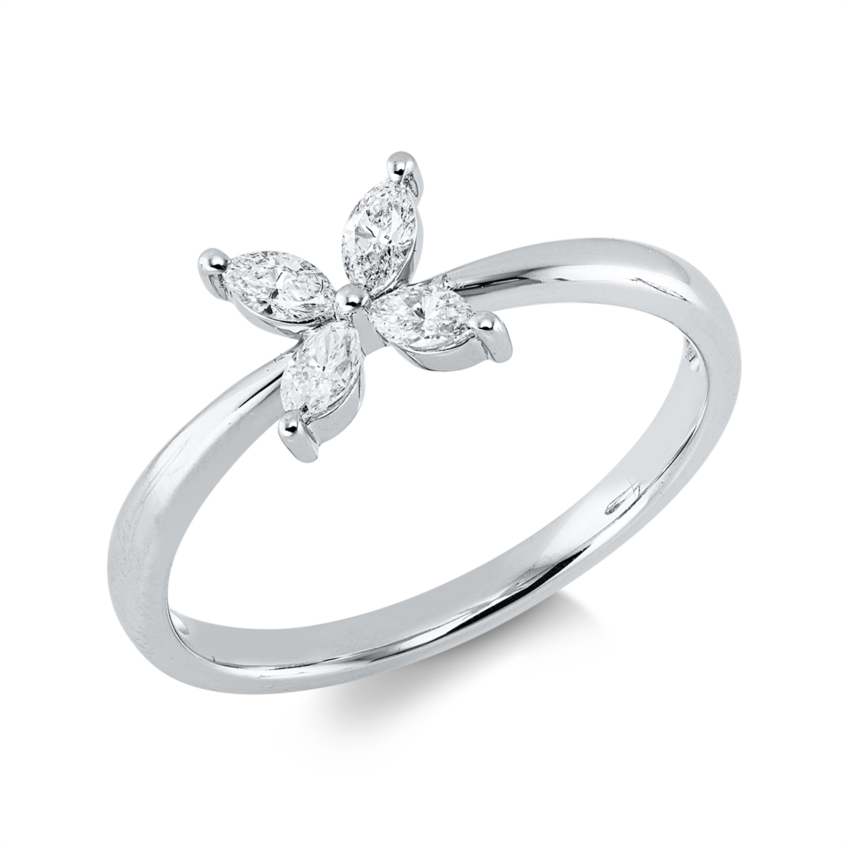 marquise  modern woman ring in white gold