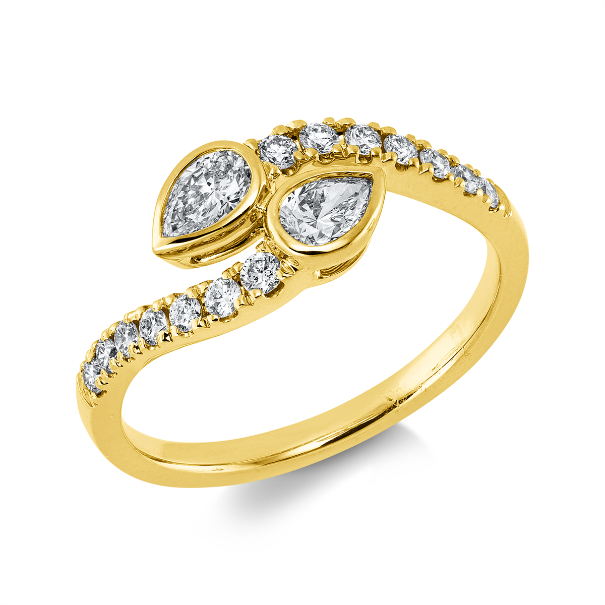 diamond full cut  modern woman ring in yellow gold