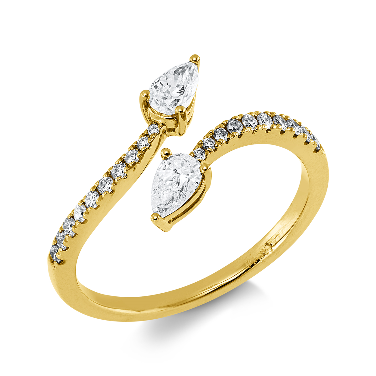 diamond full cut  modern woman ring in yellow gold