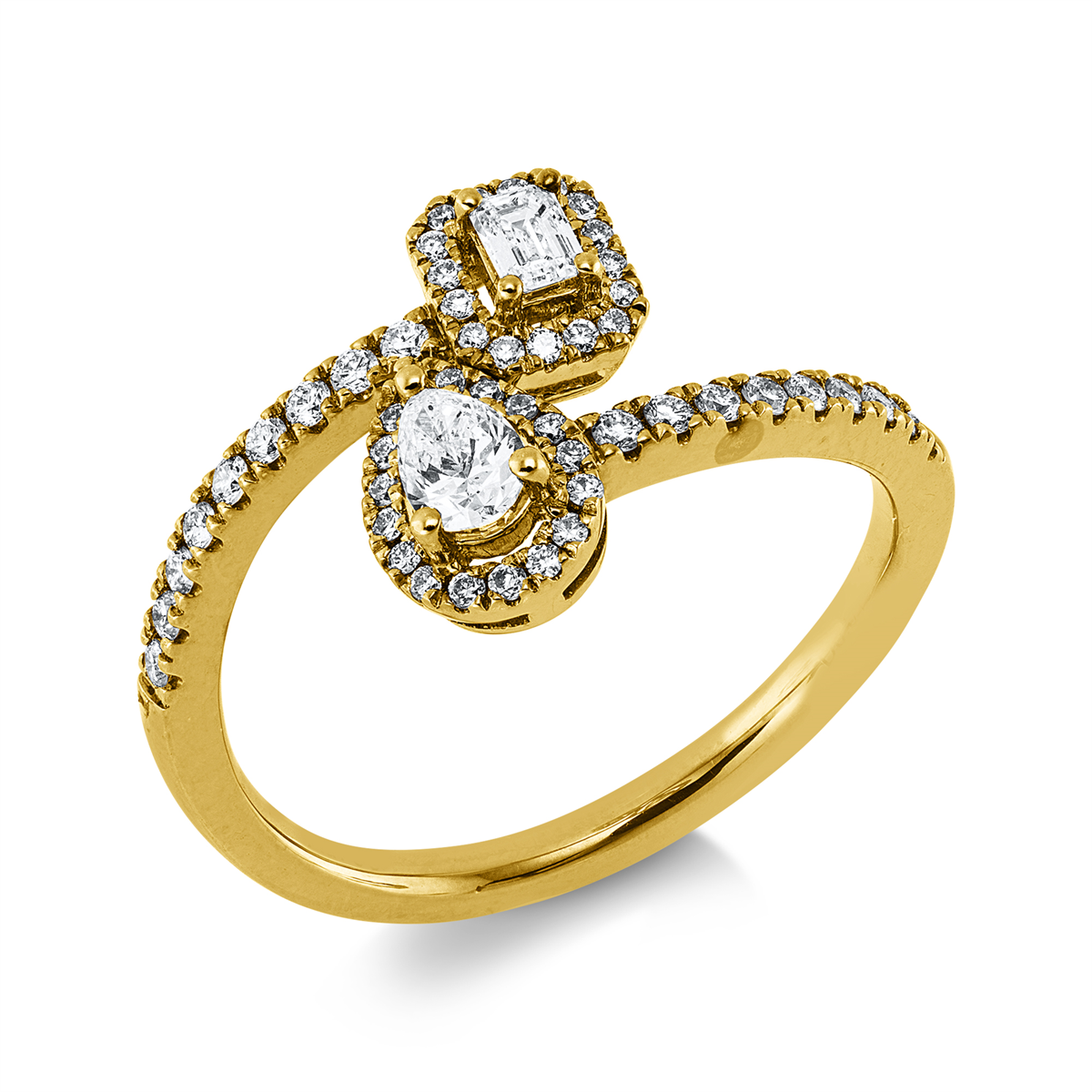 diamond full cut  modern woman ring in yellow gold