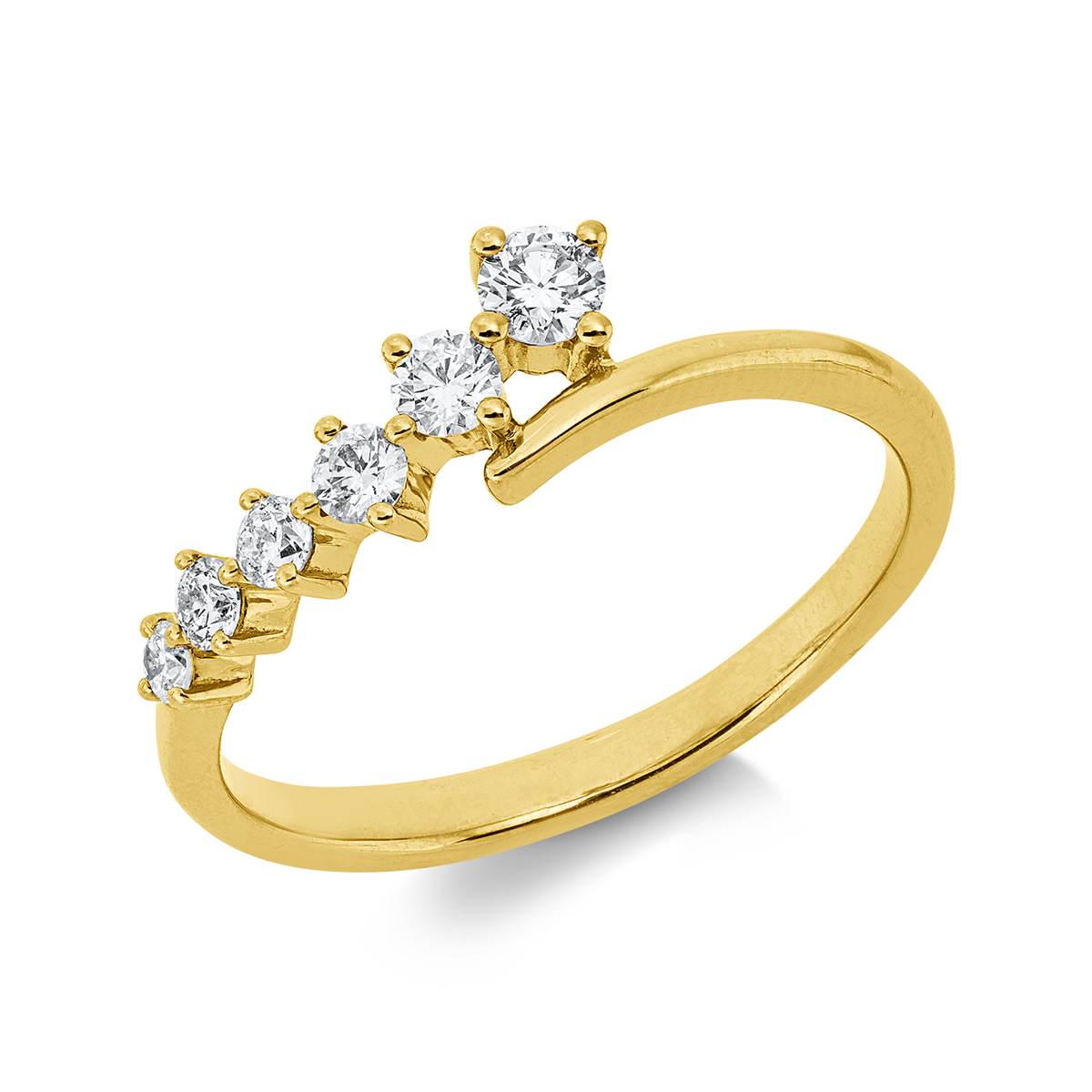 diamond full cut  modern woman ring in yellow gold