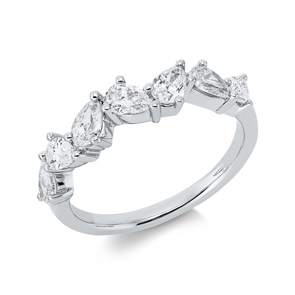 pear shape  modern woman ring in white gold