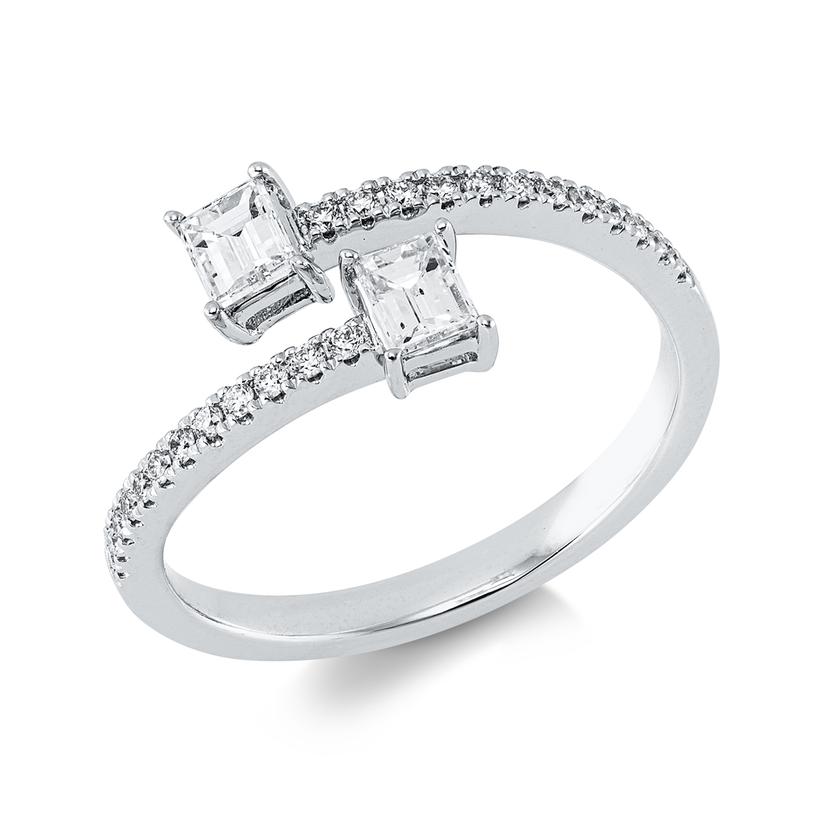 diamond full cut  modern woman ring in white gold