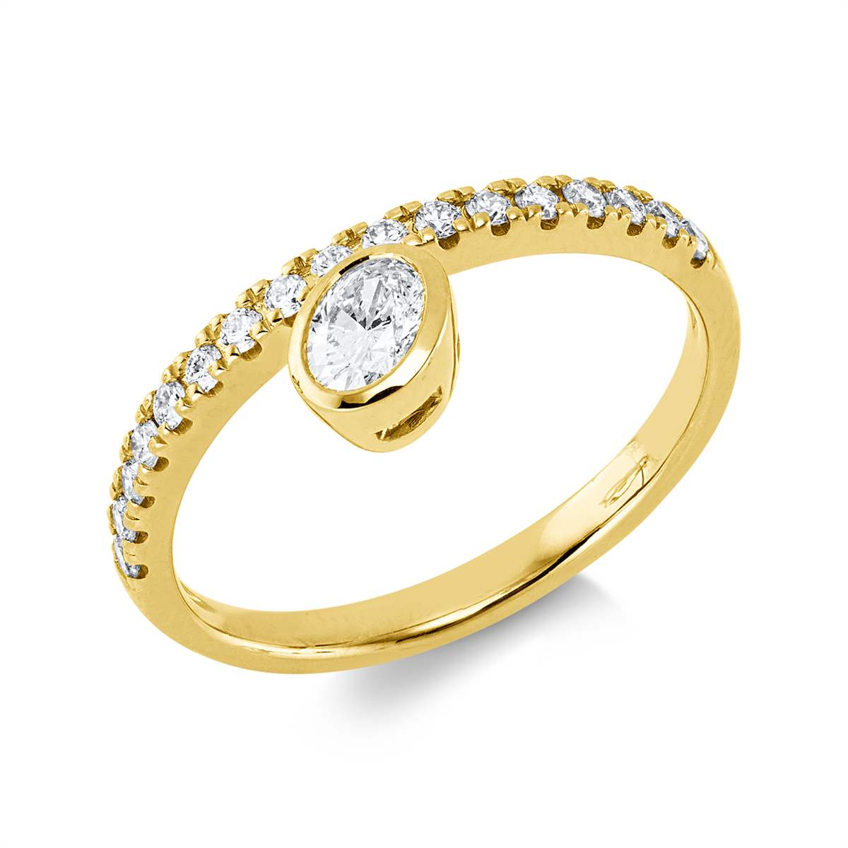 diamond full cut  modern woman ring in yellow gold
