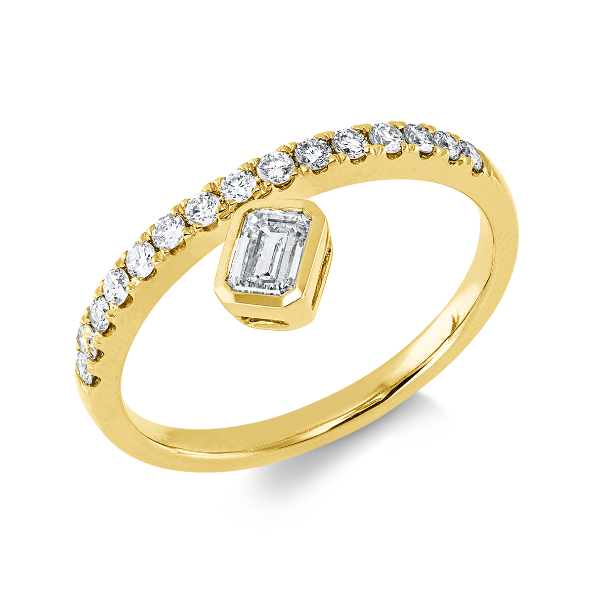 diamond full cut  modern woman ring in yellow gold