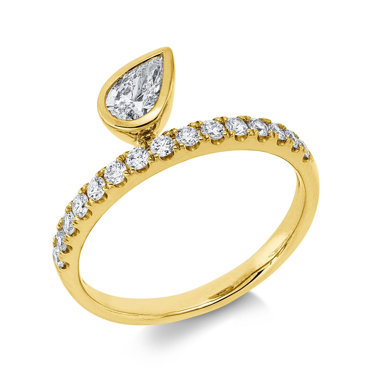 diamond full cut  modern woman ring in yellow gold