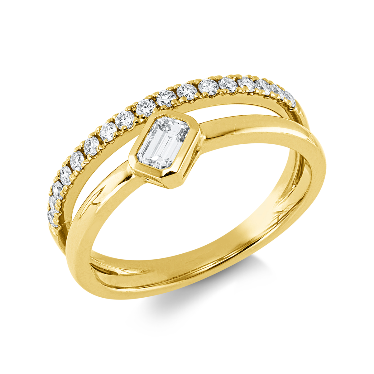 diamond full cut  modern woman ring in yellow gold