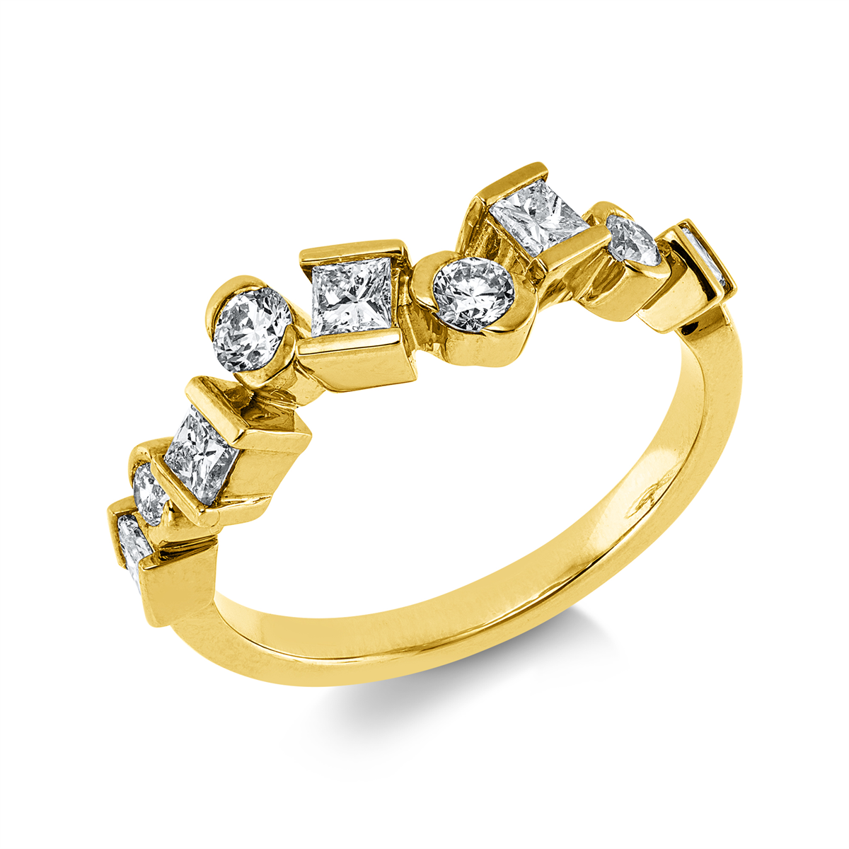 diamond full cut  modern woman ring in yellow gold