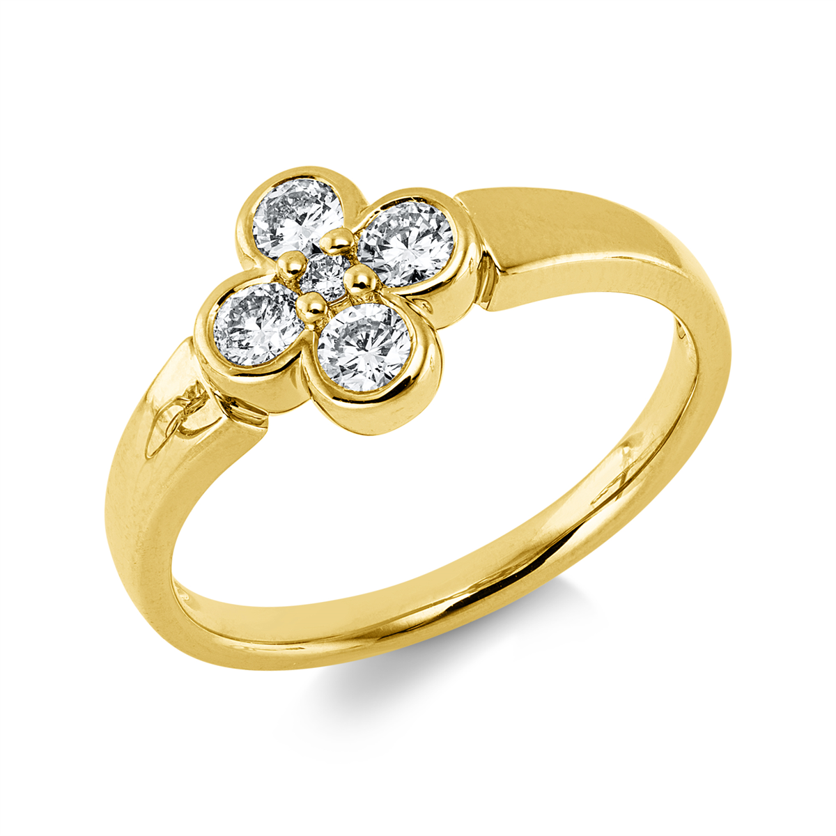 diamond full cut  modern woman ring in yellow gold