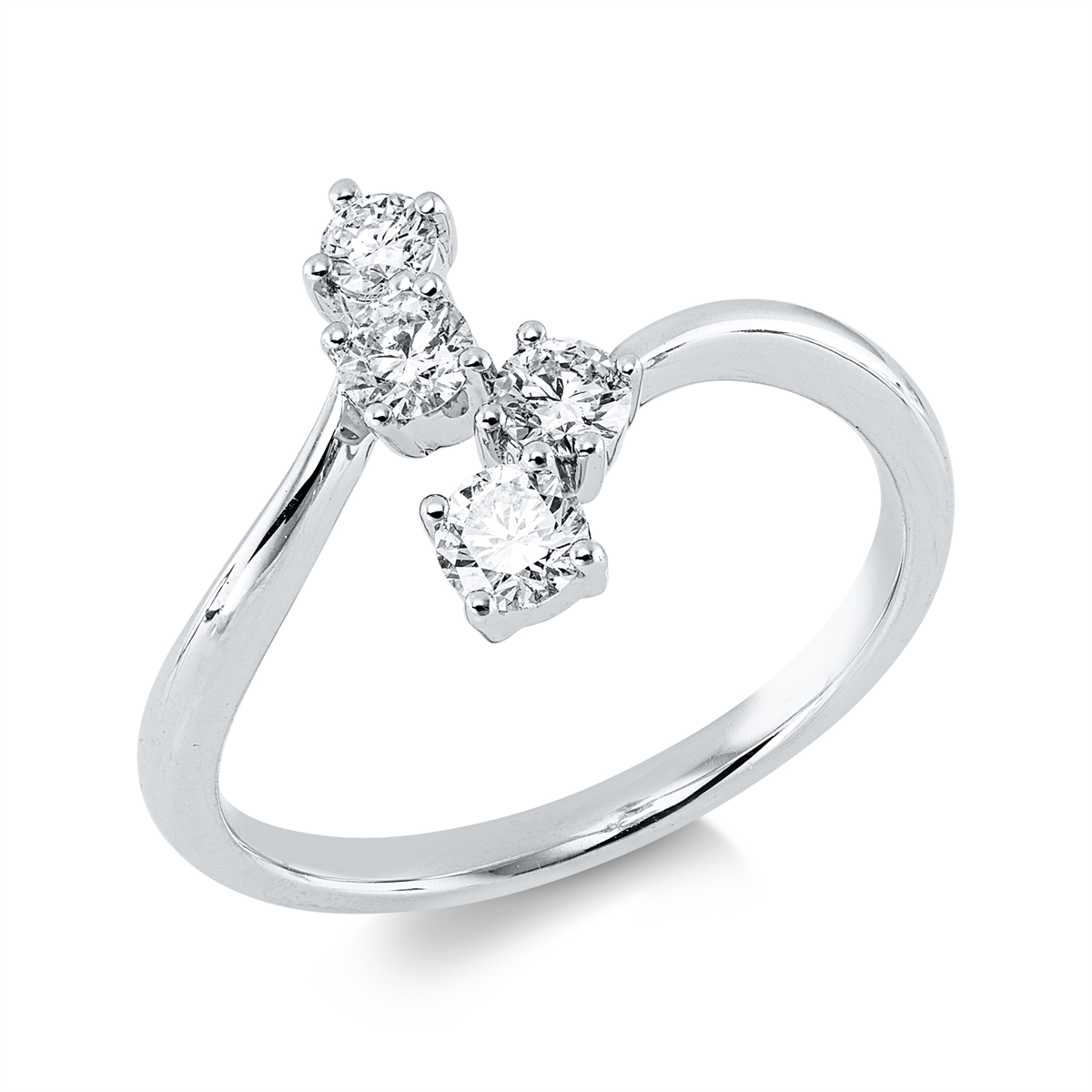 diamond full cut  modern woman ring in white gold