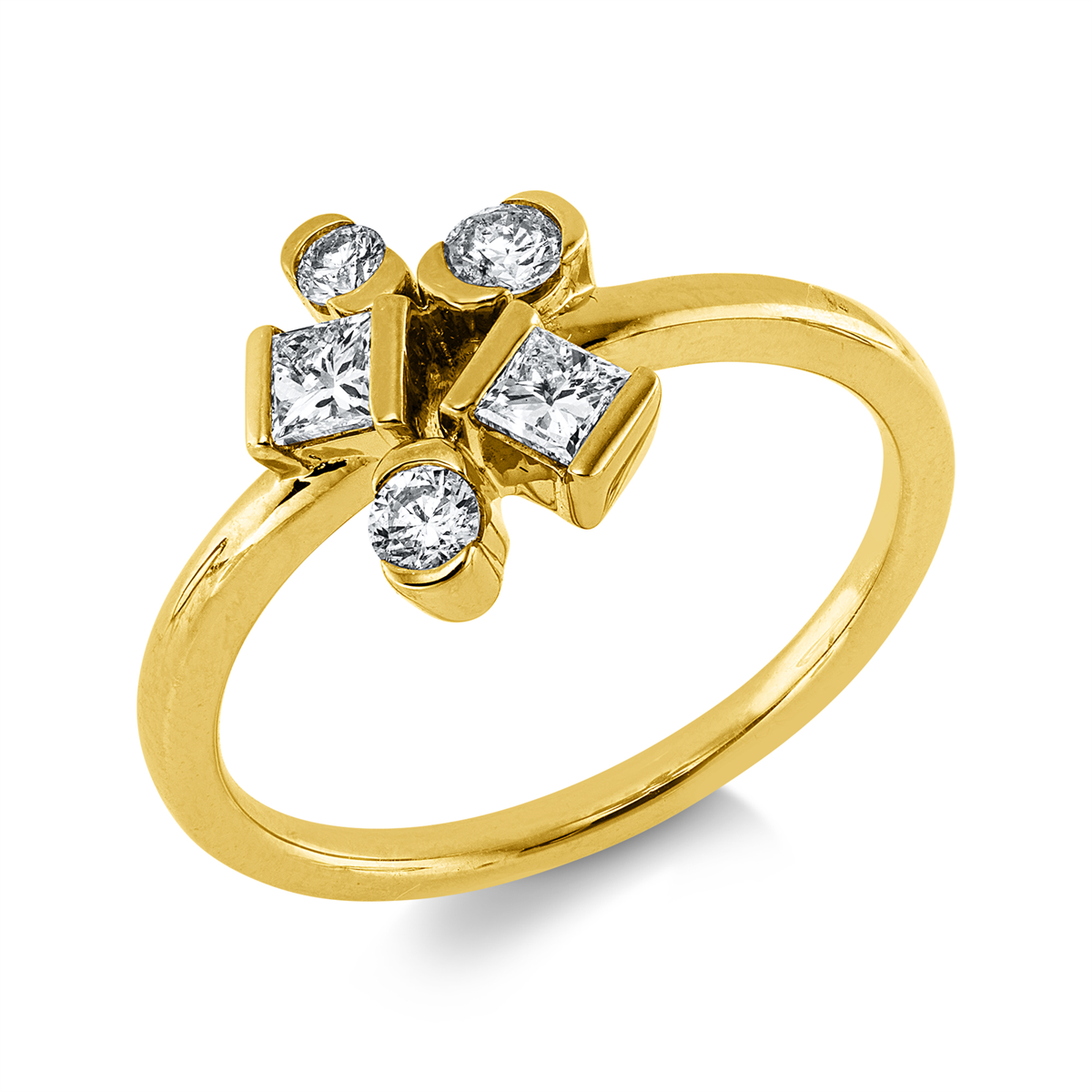 diamond full cut  modern woman ring in yellow gold