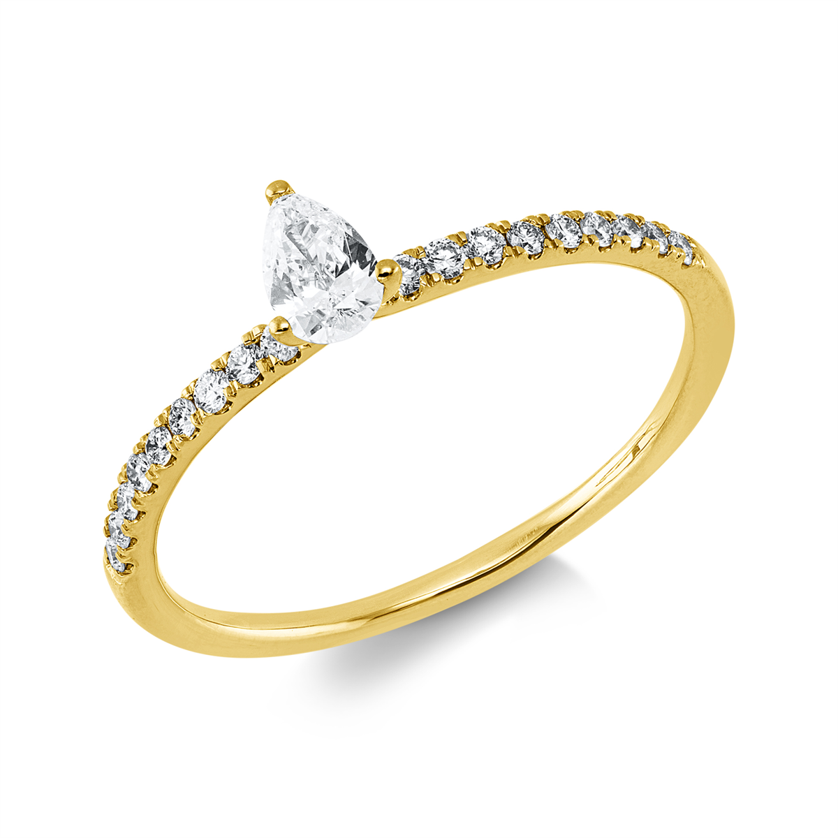 diamond full cut  solitaire with accent stones ring in yellow gold