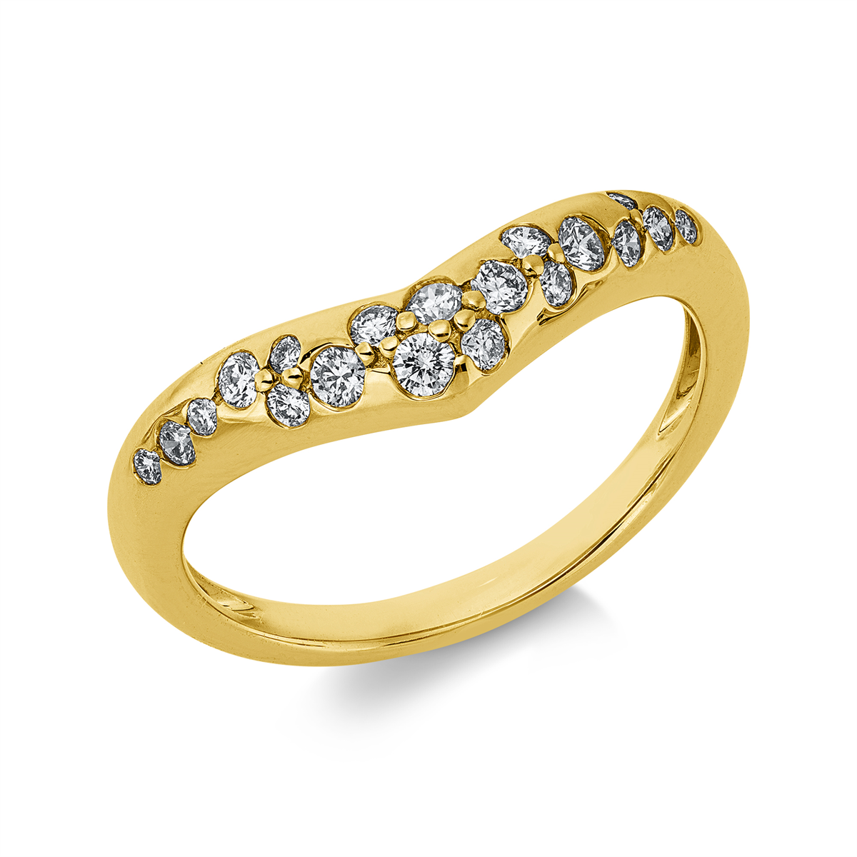diamond full cut  modern woman ring in yellow gold