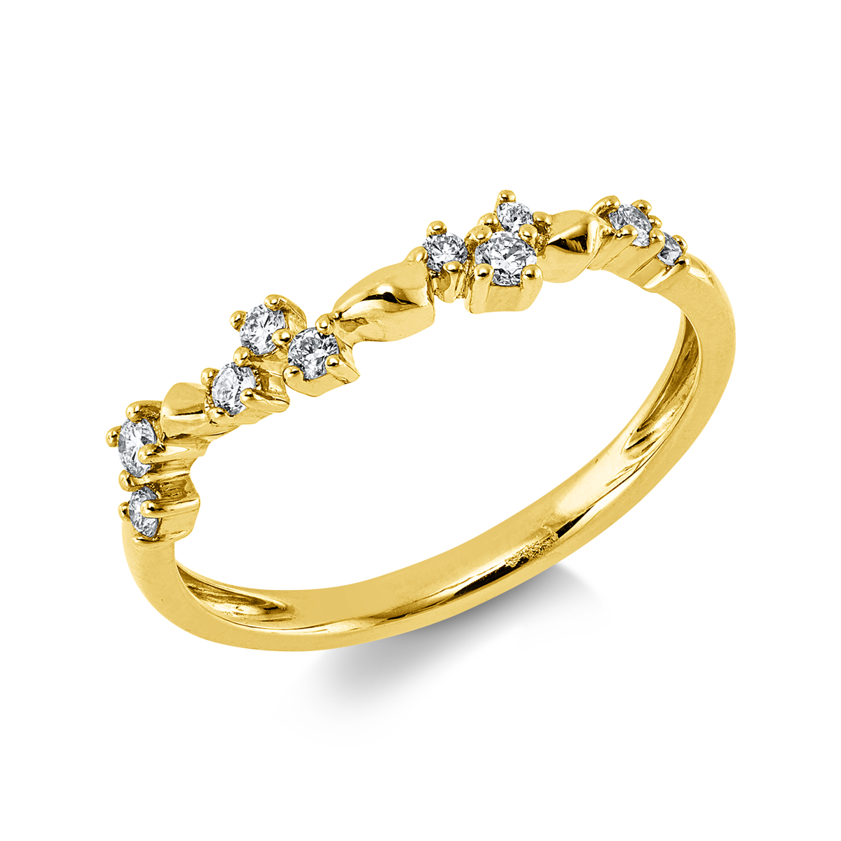 diamond full cut  modern woman ring in yellow gold