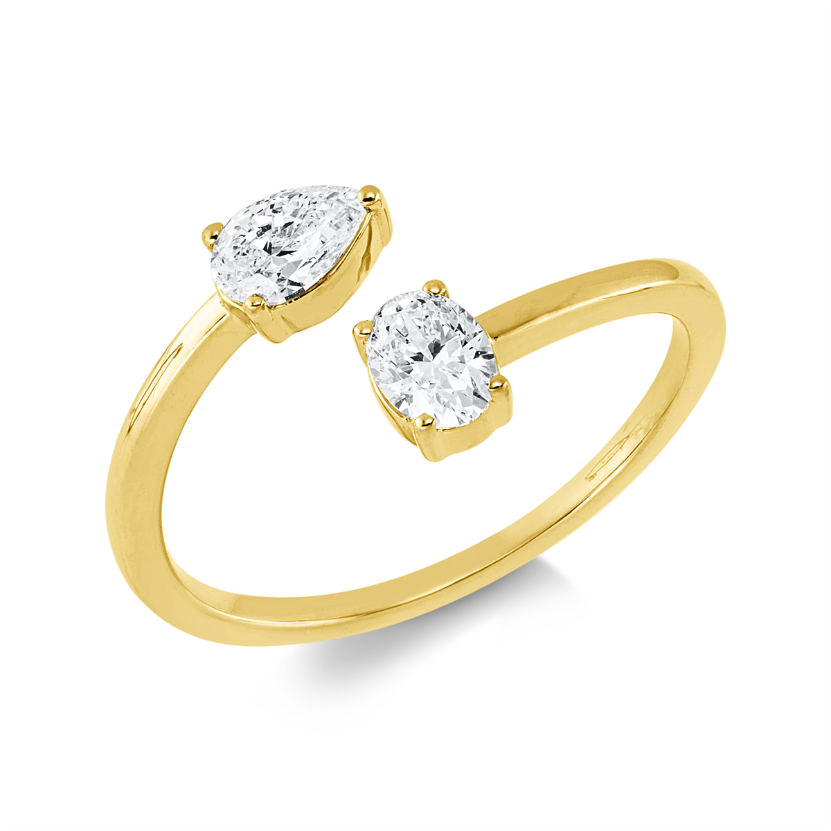 pear shape  modern woman ring in yellow gold