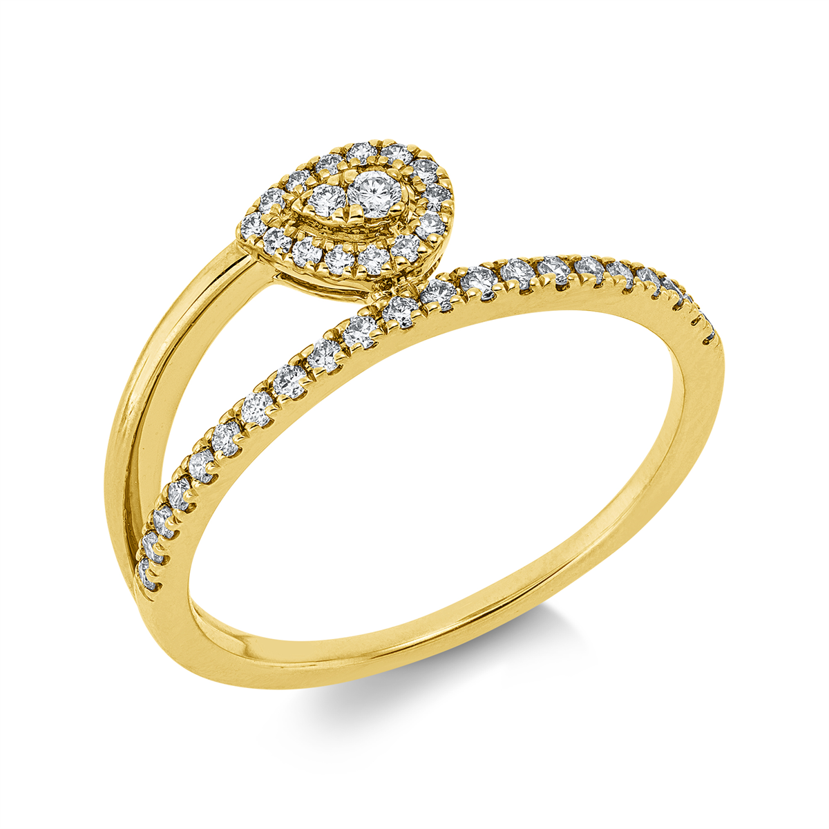 diamond full cut  modern woman ring in yellow gold