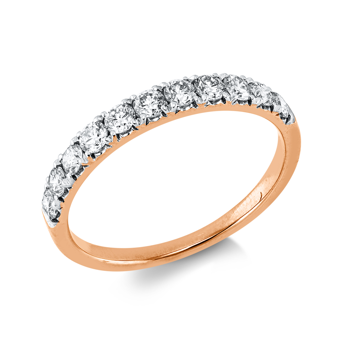 diamond full cut  eternity half ring in red gold / white gold