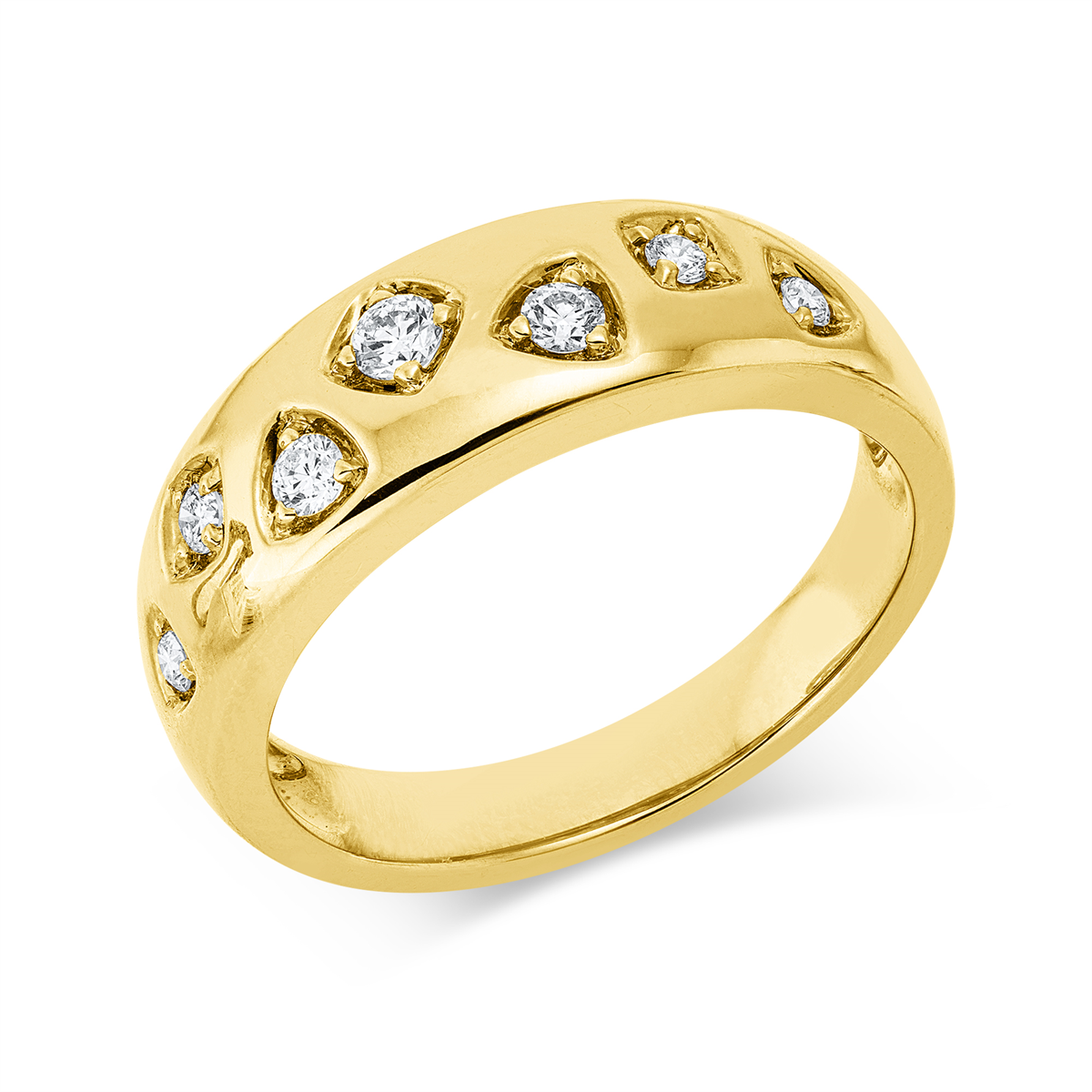 diamond full cut  modern woman ring in yellow gold