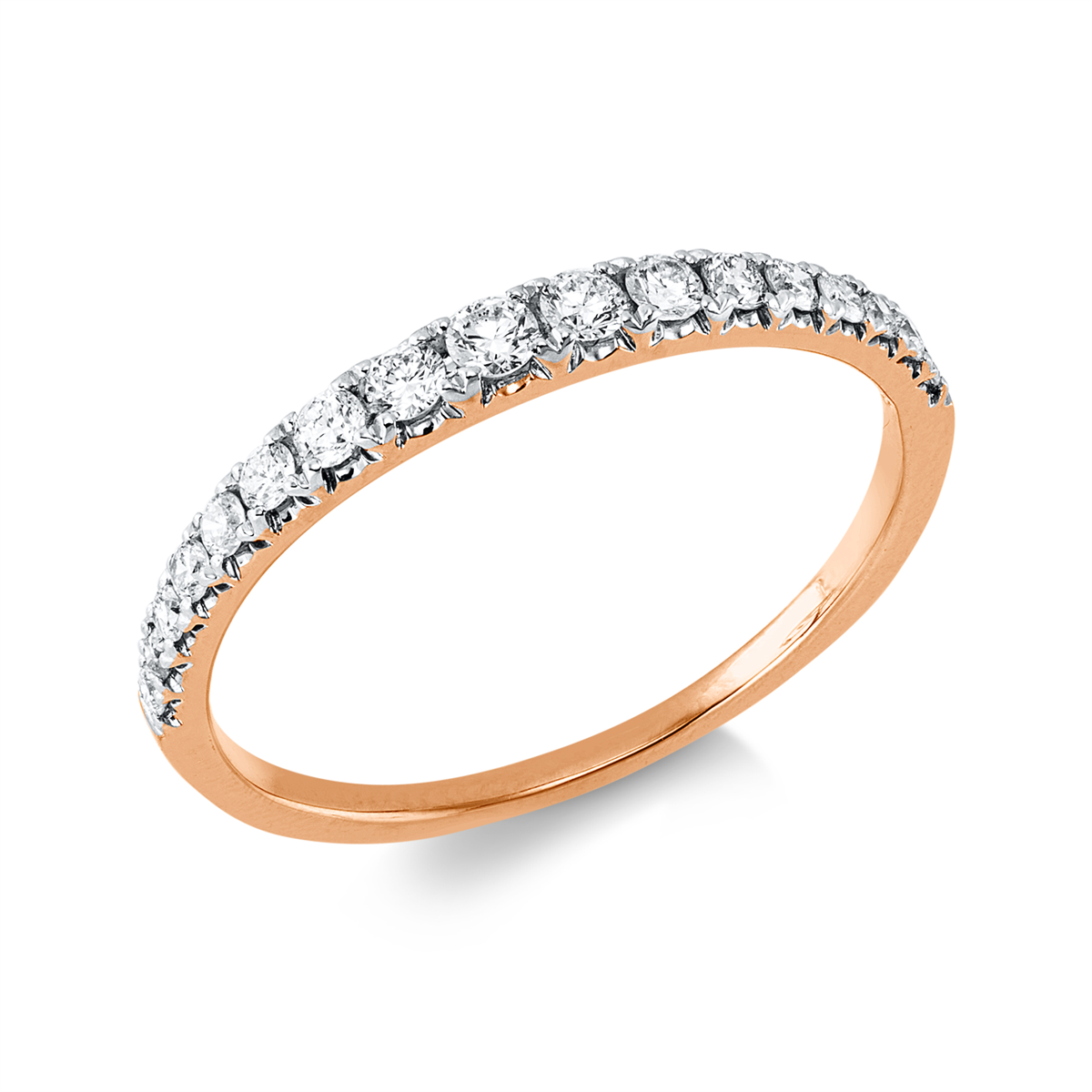 diamond full cut  eternity half ring in red gold / white gold