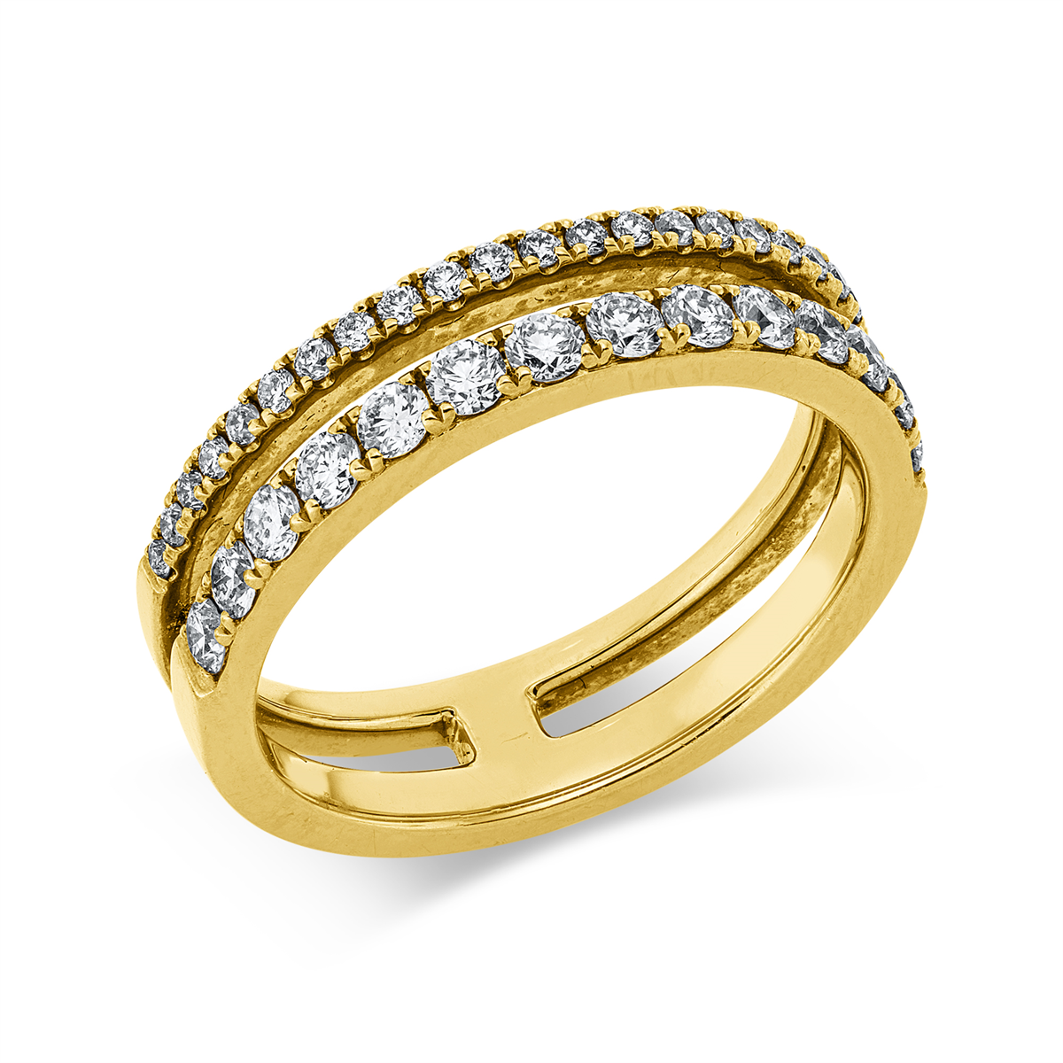 diamond full cut  modern woman ring in yellow gold