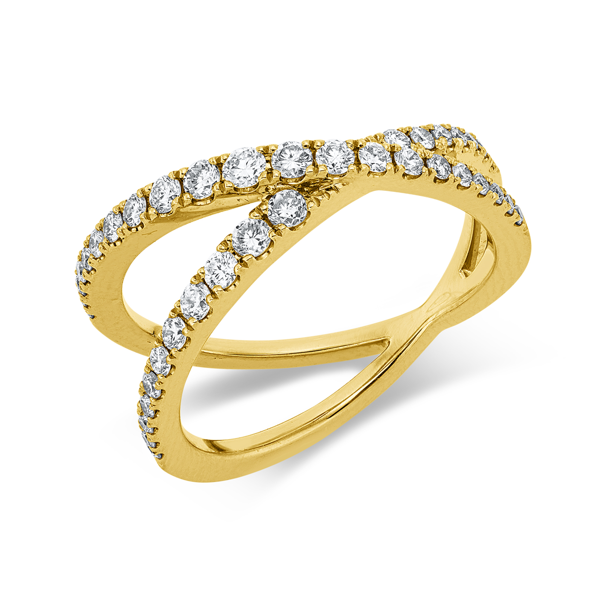 diamond full cut  modern woman ring in yellow gold