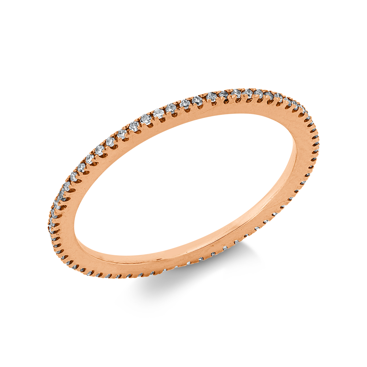 diamond single cut  eternity full ring in red gold