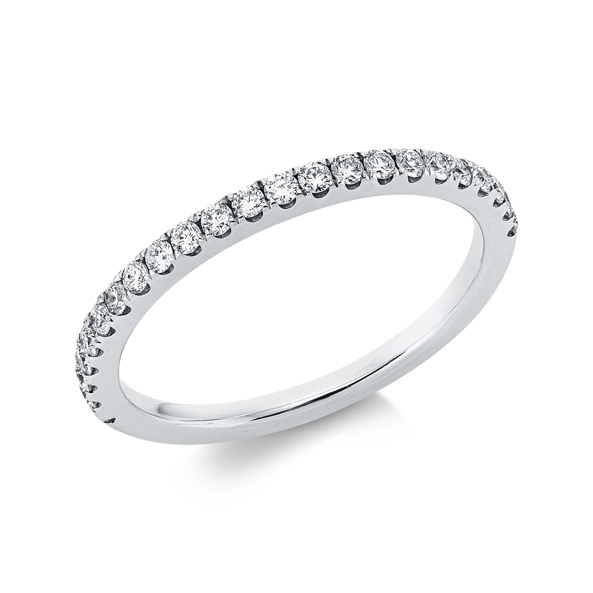 diamond single cut  eternity half ring in white gold